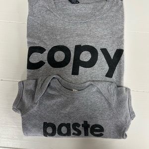 Gray 'Copy Paste' Matching Shirt and Onesie